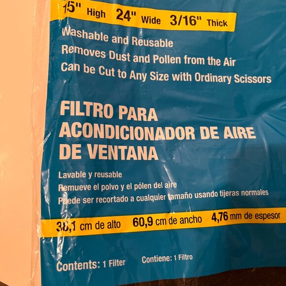 Window Air Conditioner Filter (new) /  15" High 24" wide 3/16" thick  Frost King - Picture 6 of 12